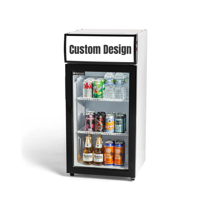 Procool Countertop Beverage White Display Cooler - 2.8 cu. ft.