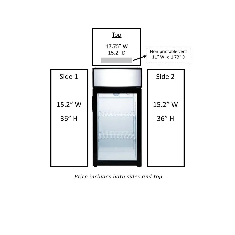 Custom Wrap for Countertop Cooler; Top and Sides-Vinyl Decals-T-80L-WRAP