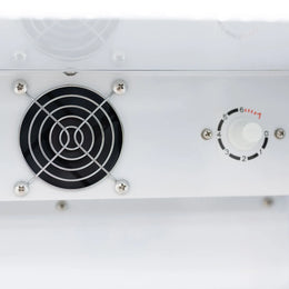 Control panel with a cooling fan and temperature dial on a white background