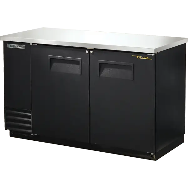 True TBB-2-HC solid swing door 2-section commercial back bar cooler