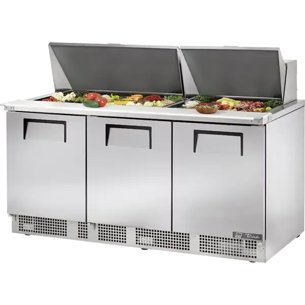 True TFP-72-30M-HC 72-inch 30-pan food prep table for commercial food service