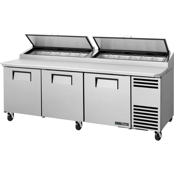 True TPP-AT2-93-HC 93-inch two-section refrigerated pizza prep table for restaurants