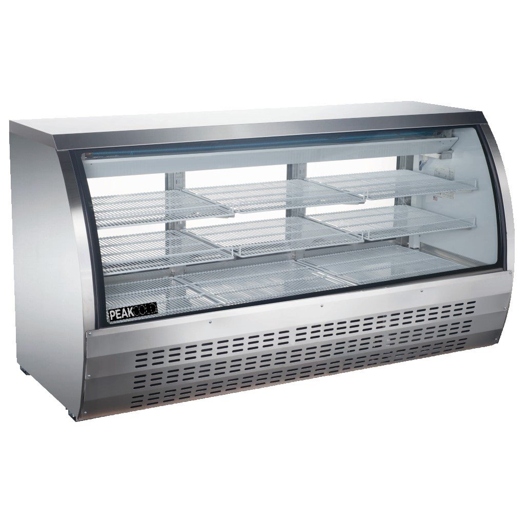 PeakCold Stainless Steel Curved Glass Deli Case - 82"