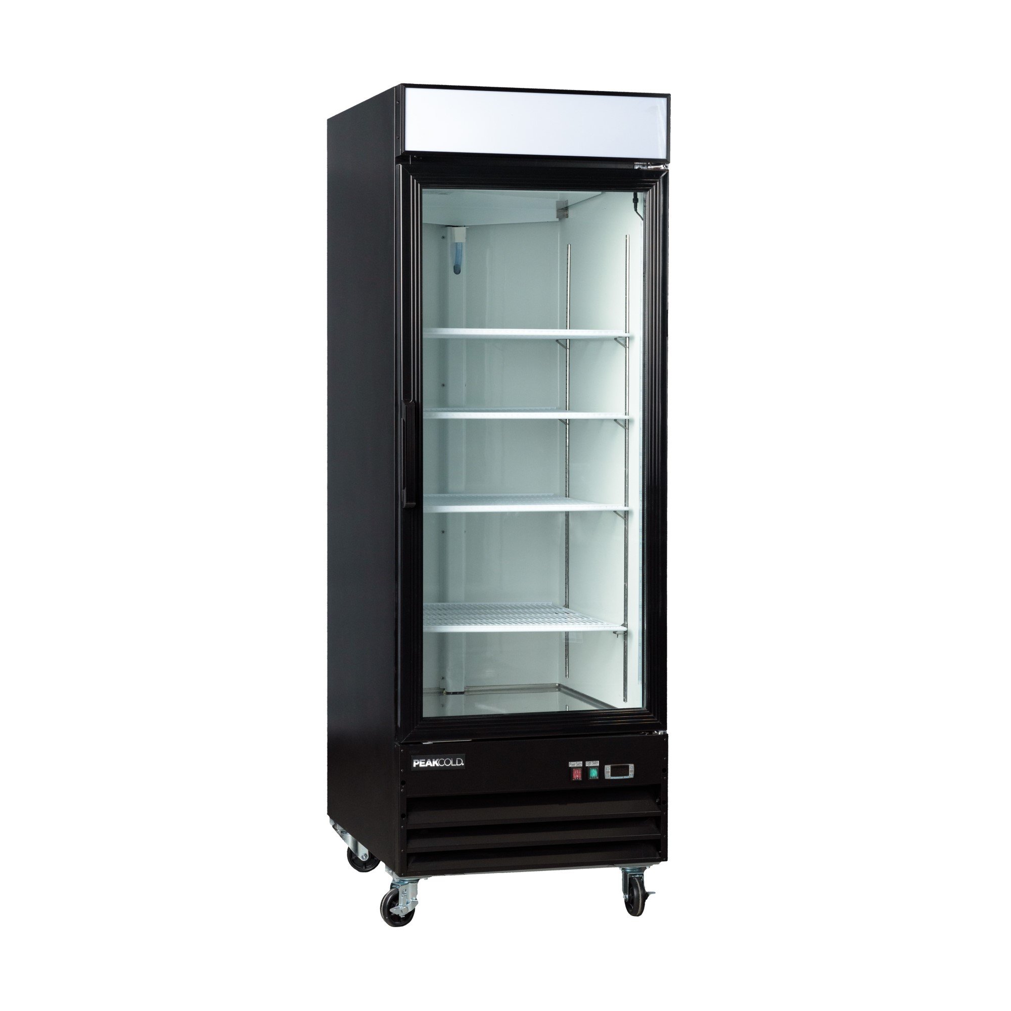 Commercial Single Door Refrigerated Merchandiser Glass Display Chiller w/ Canopy