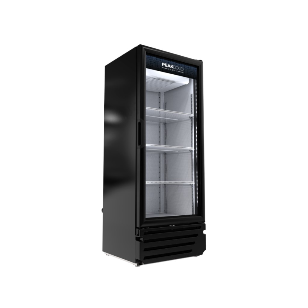 PEAKCOLD Single Glass Door Upright Display Cooler Merchandiser Refrigerator 